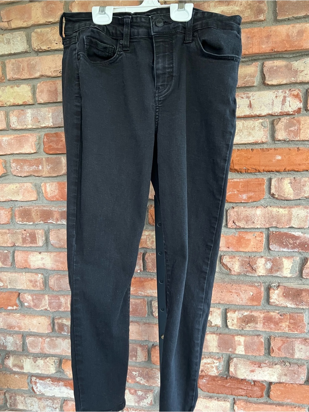 eunina Black High-Rise Skinny Jeans with Front Snap Detail